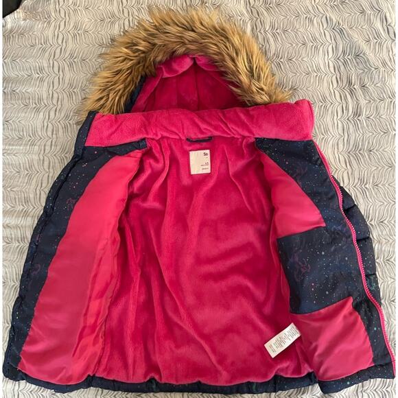 SO Girls 4/5 Rainbow Unicorn Navy Blue Puffer Jacket - Picture 6 of 12